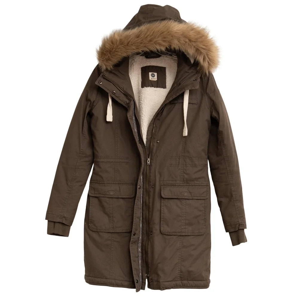 Roxy Y2K 90s Jacket Womens XS Parka Winter Coat Faux Fur Hood Boho Chic GorpCore